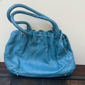 vintage blue leather bag
